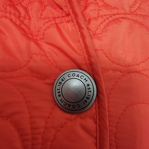 Coach Size S Pomegranate Orange Red Lightweight Quilted Jacket, Gently Used Cond - Picture 3 of 14